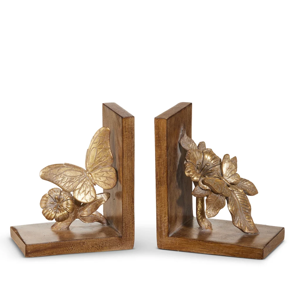 6" Butterfly on Branch Bookends - Sold as Set of 2