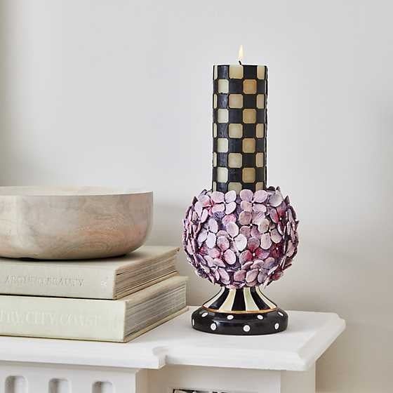 6" Check Pillar Candle - Black - Image 2