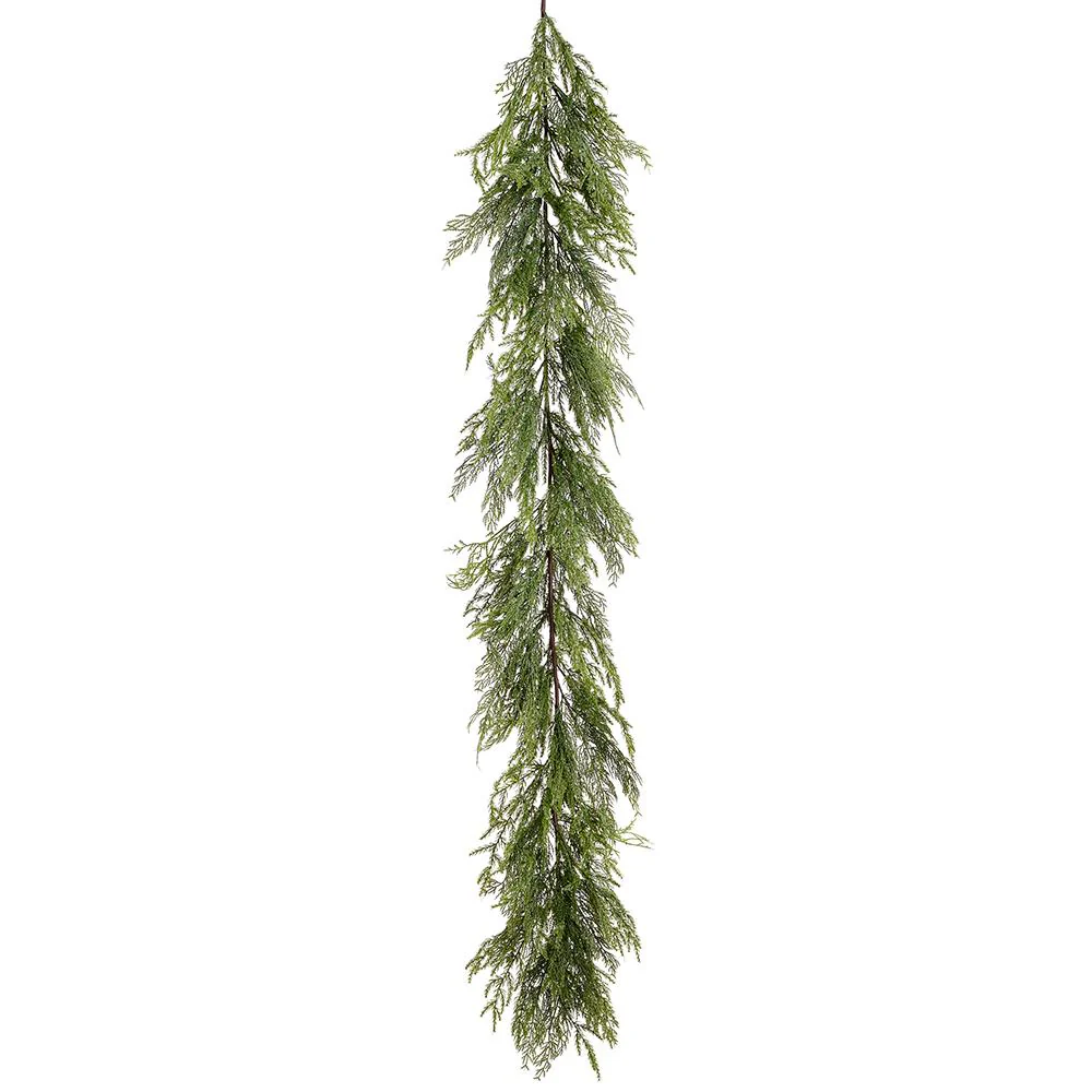 6' Glittered Ultra Deluxe Mixed Cedar Garland Green