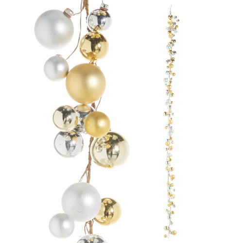 6' Gold and Silver Ball Garland