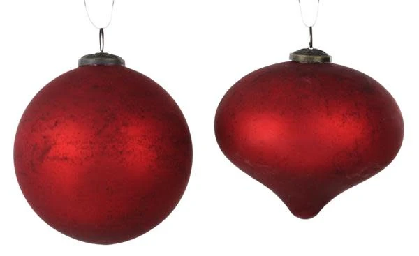 6" Matte Red Rustic Glass Ornament