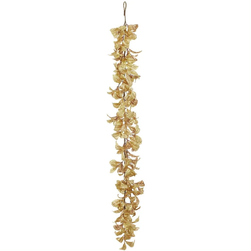 6' Metallic Magnolia Leaf Garland Gold