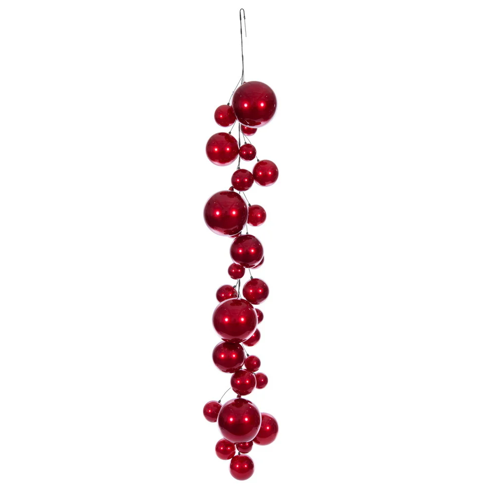 6' Red Ball Branch Garland - Image 2