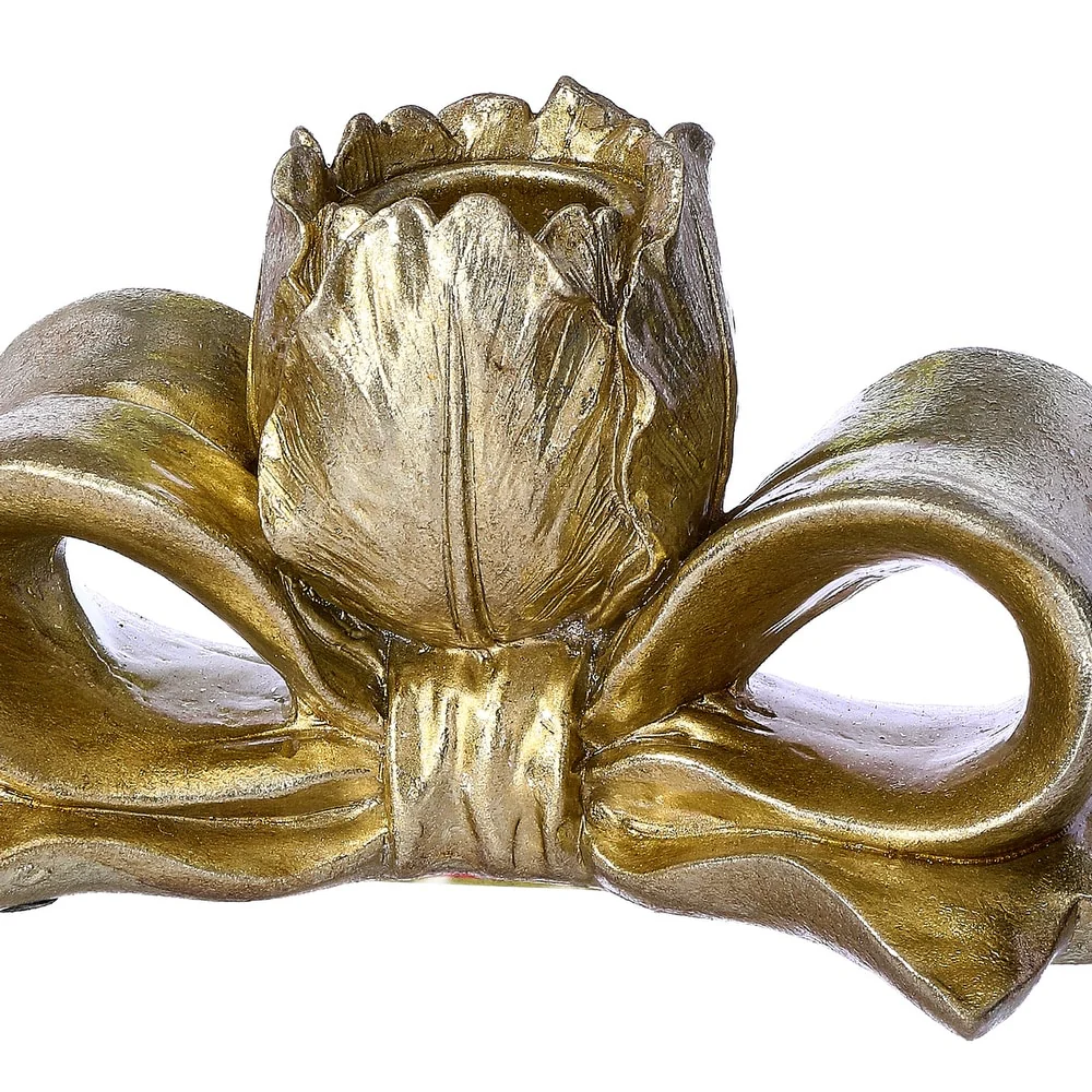 6" Resin Bowtie with Rose Taper Holder - Image 2