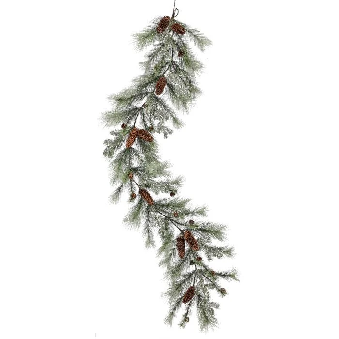 60" Glitter Pine Garland w/ Cone