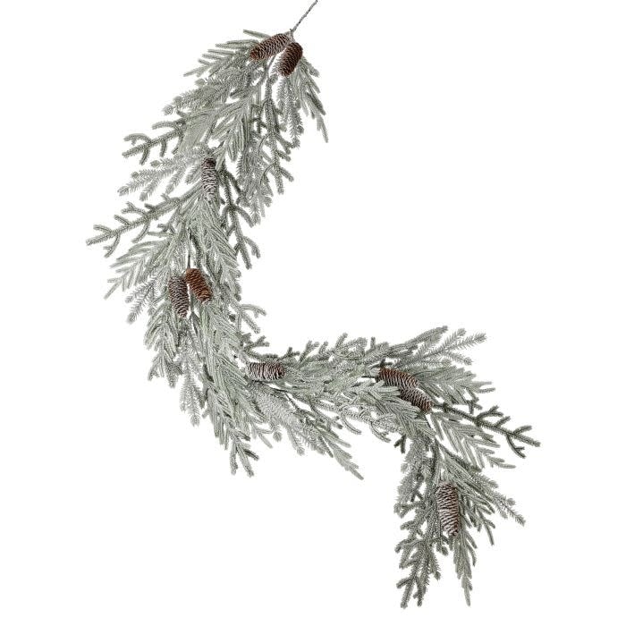60" Snowy Pine Garland with Cone
