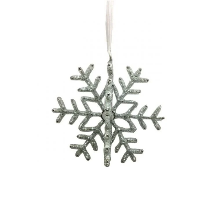 6.5” Beaded 3D Open Snowflake Ornament
