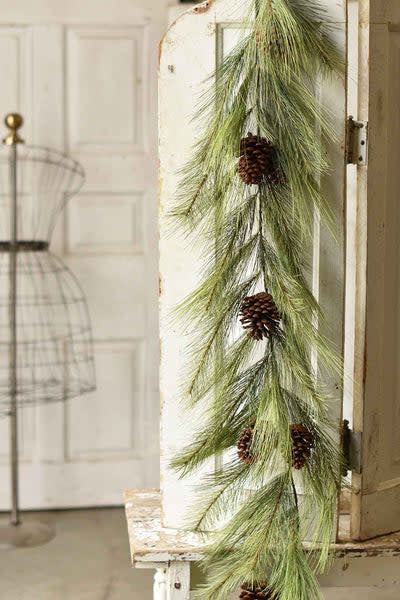 6ft Mixed Needle Pine Garland w/Cones