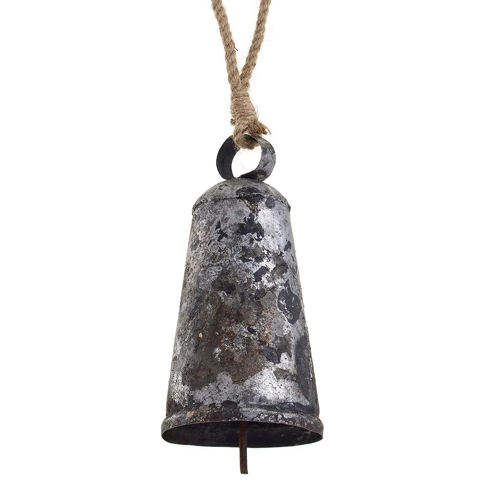 7.5" Bell Ornament Silver Antique