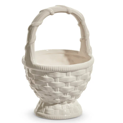 7.5” Ceramic Basket - White