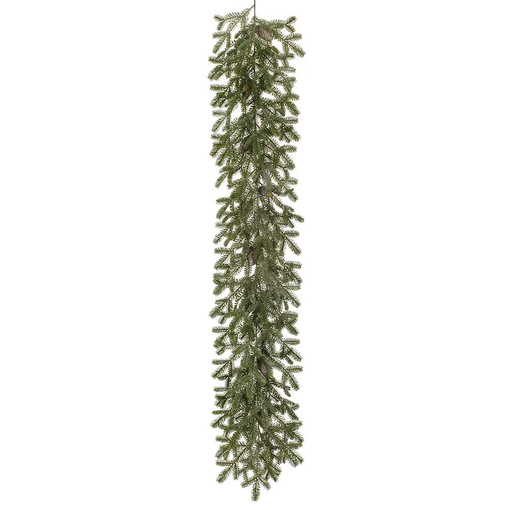 72" Frosted Pine Garland With Pine Cone Green Brown