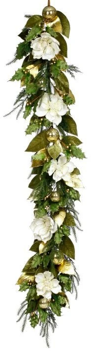 72’’ Glittered Magnolia Garland