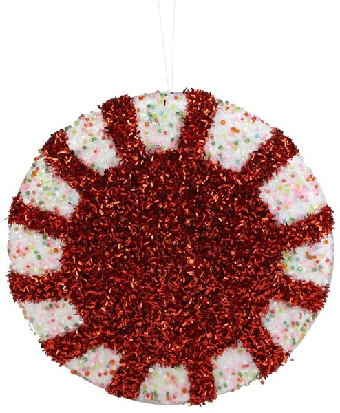 7.5"Dia Glitter/Sprinkles Peppermint Orn