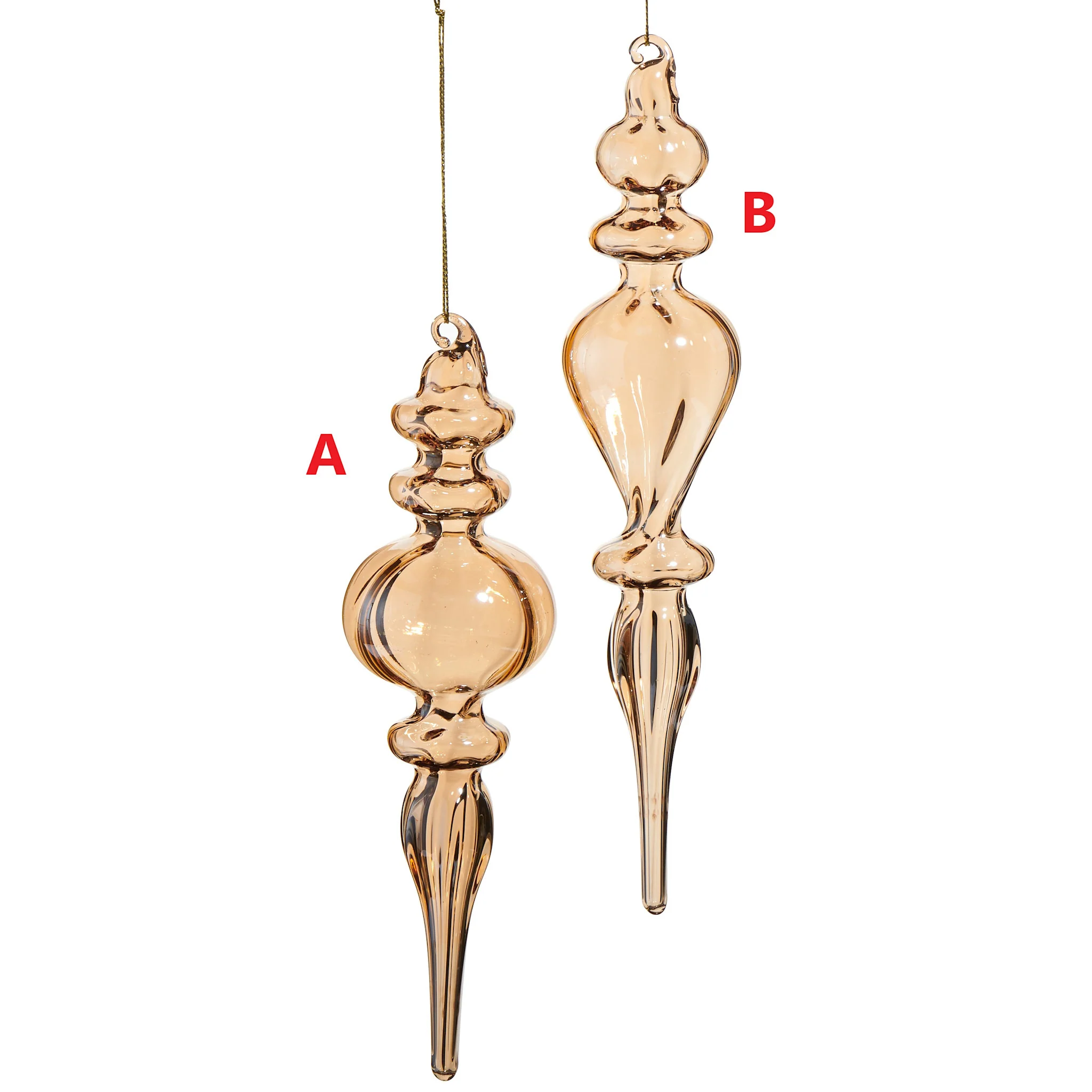 7.75" Pearlized Glass Finial Ornament - Sold Individually