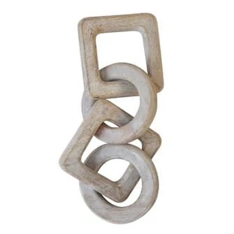 15-1/2"L Mango Wood Chain Decor, Whitewashed