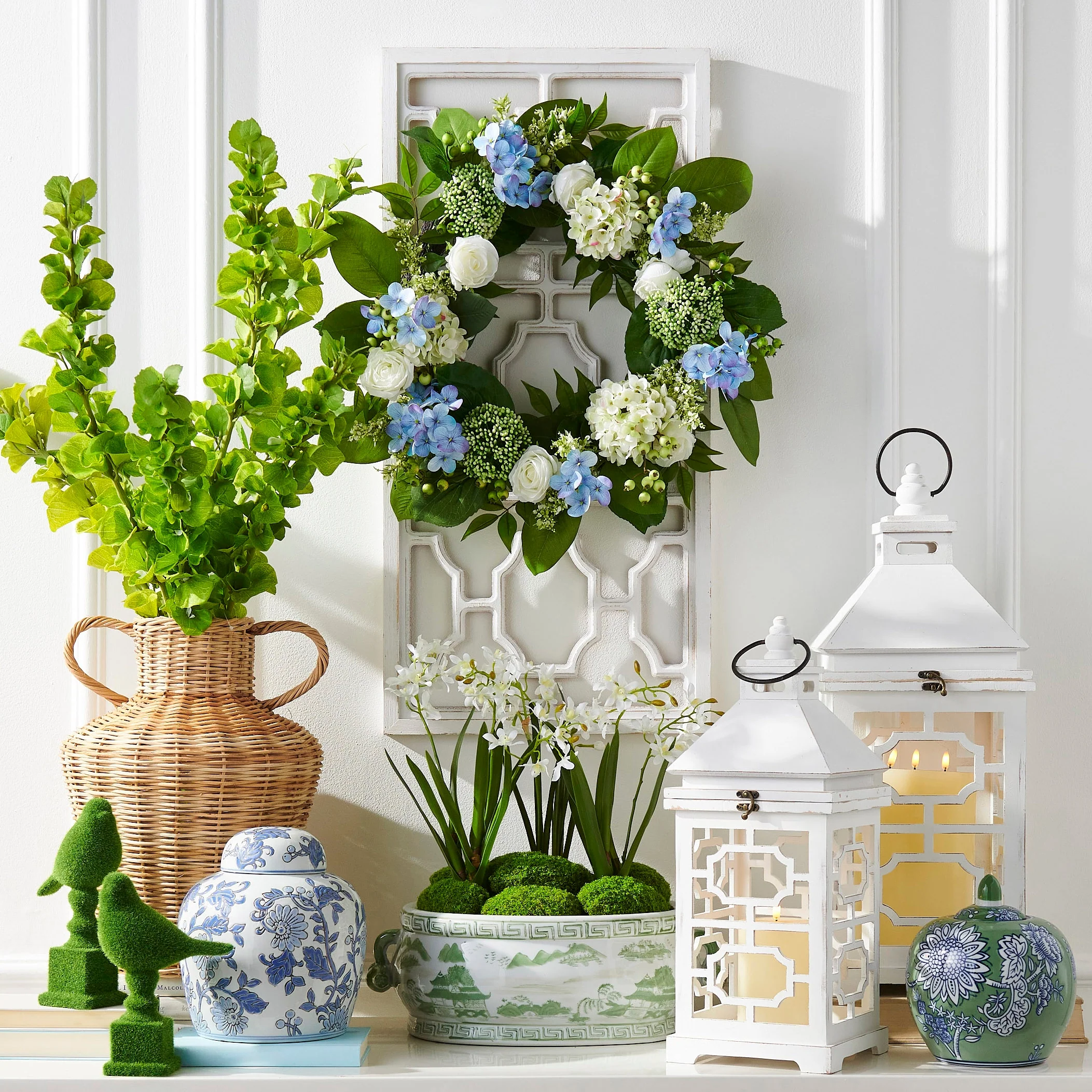 8.5" Green and Blue Floral Pattern Jar - Image 2