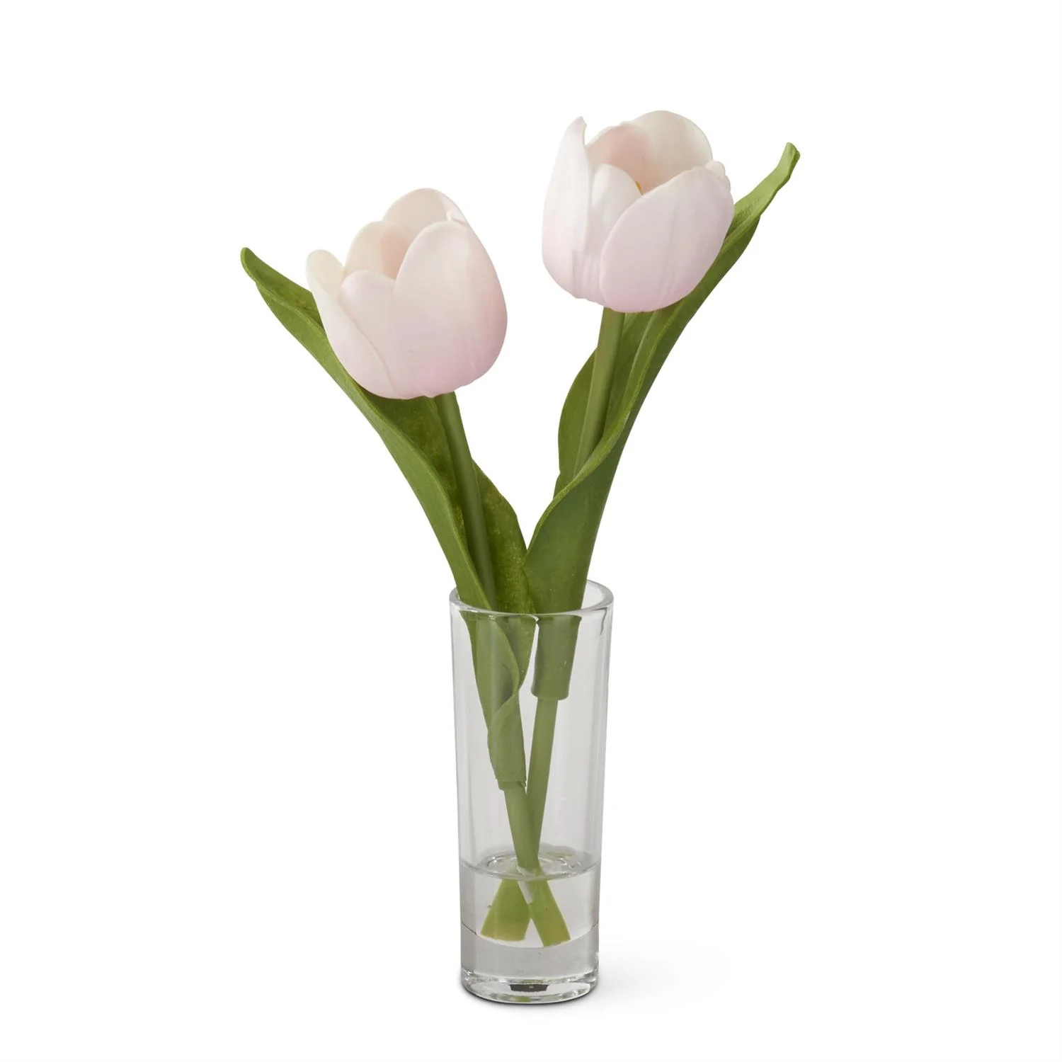 8.5 Inch Real Touch Double Tulip Premade in Glass Vase w/Faux - Image 3