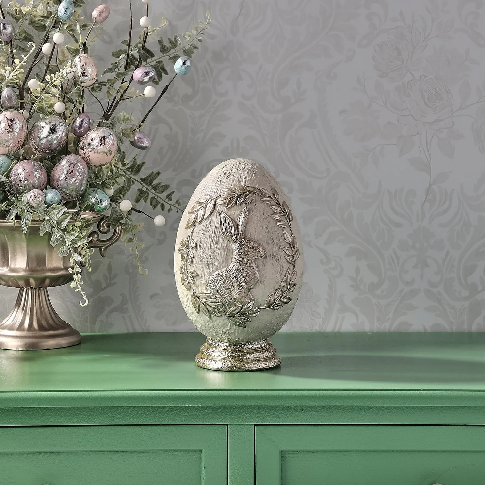 8.5" Resin Royal Egg With Bunny - Image 3