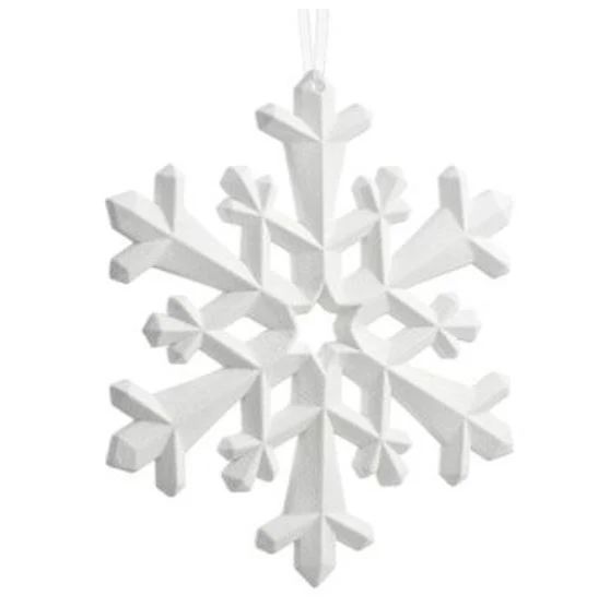 8.75" Glittered Snowflake Ornament - White