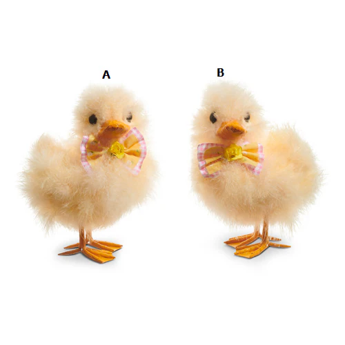 8” Fluffy Yellow Duck With Bow