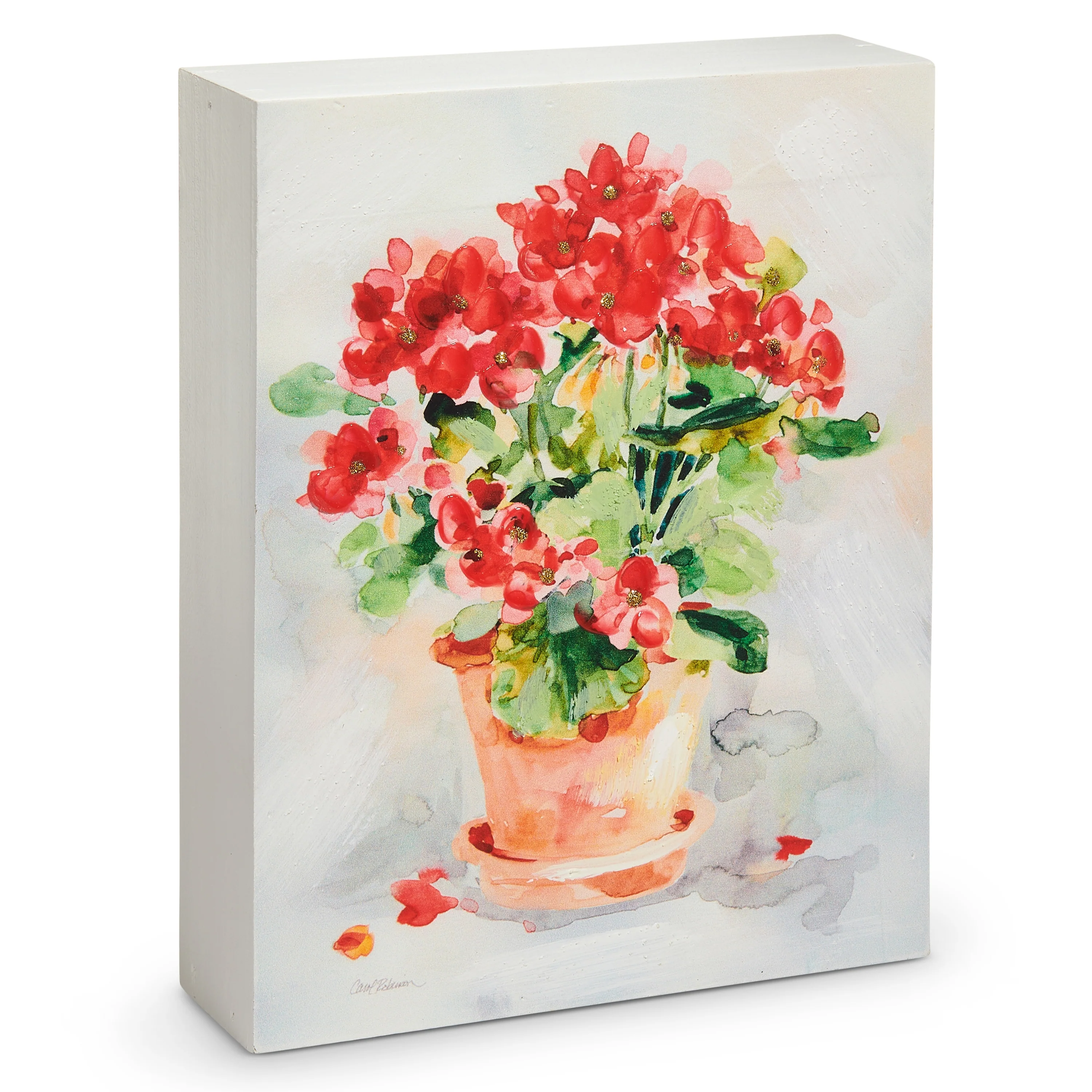 8" Gathered in Red Petal Wall Block