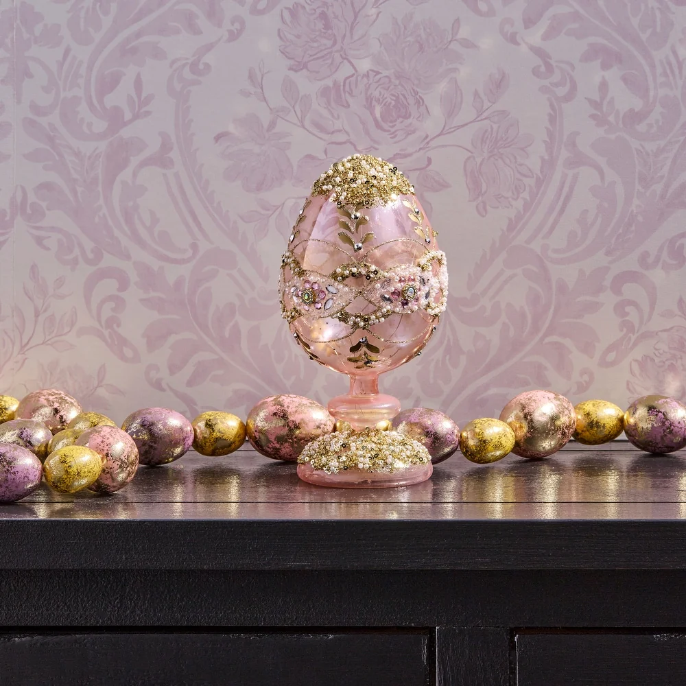 8" Glass LED Egg Pedestal with Jewel - Sold Individually