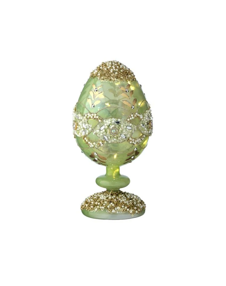 8" Glass LED Egg Pedestal with Jewel - Sold Individually - Image 3