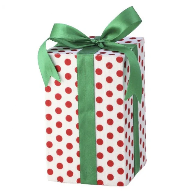 8" Polka Dot Gift Box Ornament - Image 4