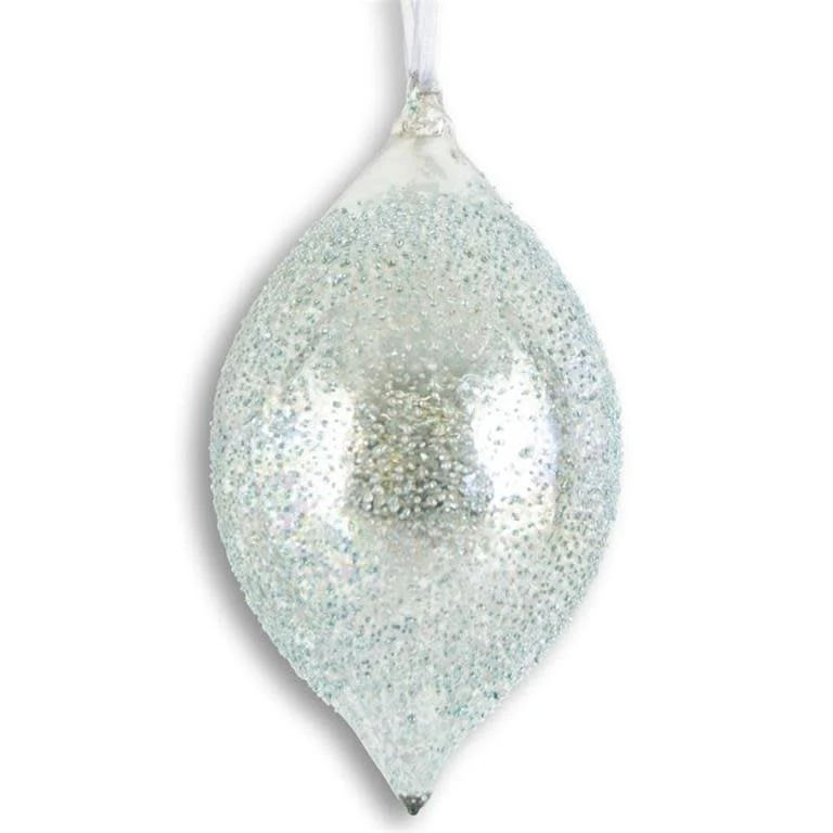 8.5 Inch Light Blue Textured Mercury Glass Teardrop Ornament
