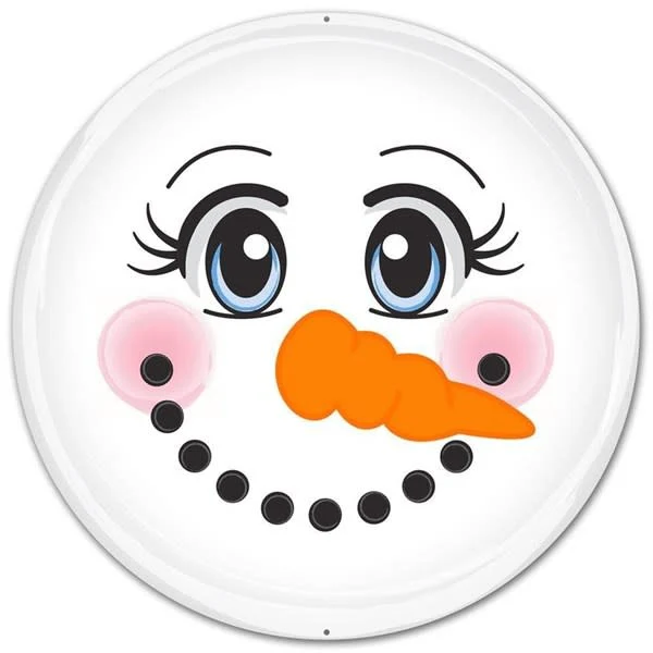 8"Dia Metal Snowman Face