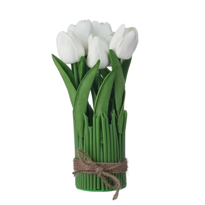 9” Eva Tulip Centerpiece With Leaves - Image 3