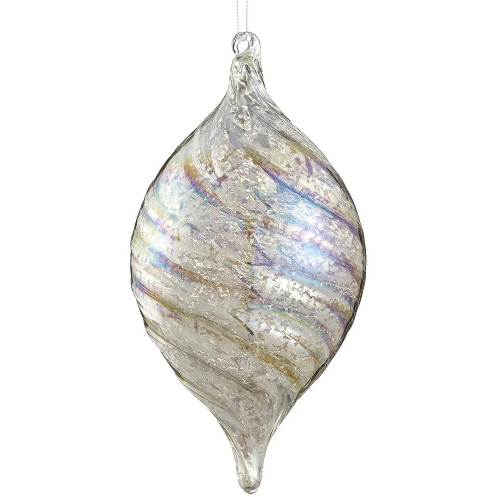 9” Mercury Glass Finial Ornament Silver Iridescent