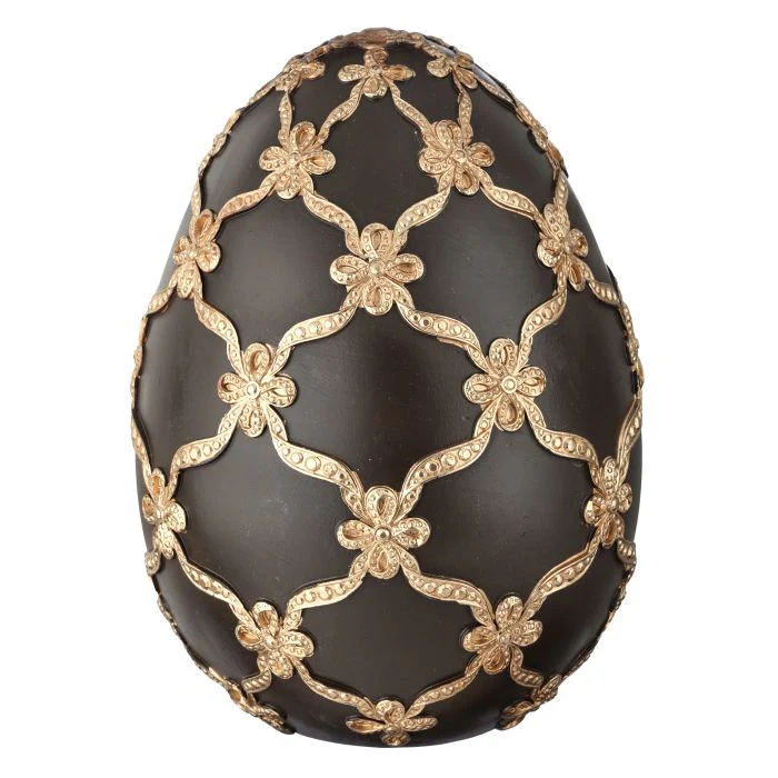 9” Resin Gilded Lattice Egg - Image 4