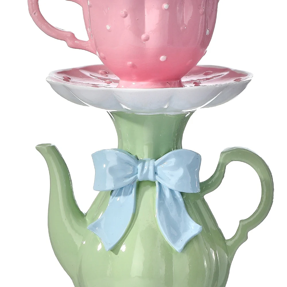 9" Resin Teapot And Cup Candle Holder - Image 2