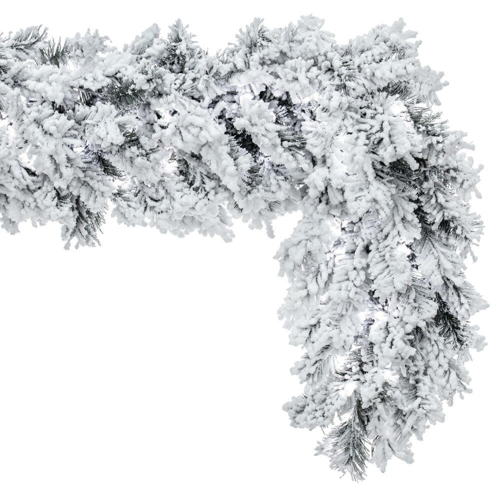9' x 16" Flocked Alaskan Garland LED - Image 2