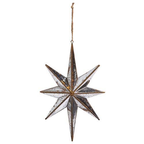 9.75" Distressed Mirrored Star Ornament