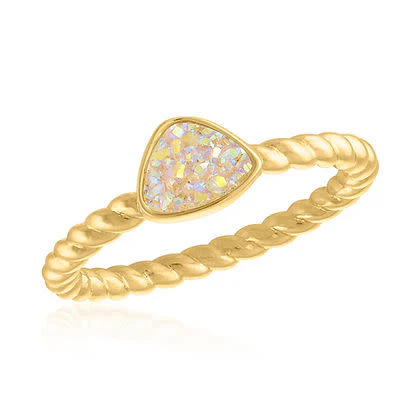 AB Triangle Druzy Gold Layer Ring - Image 10