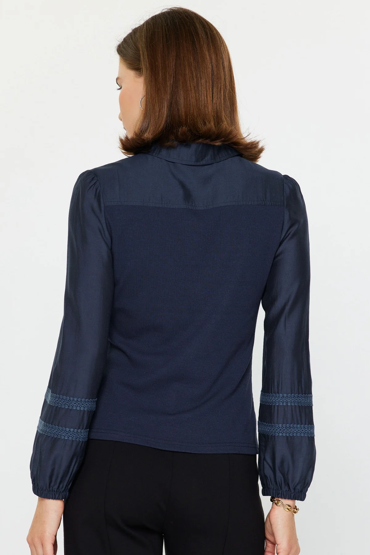 Abigail Mixed Media Polo Knit Top - Image 3