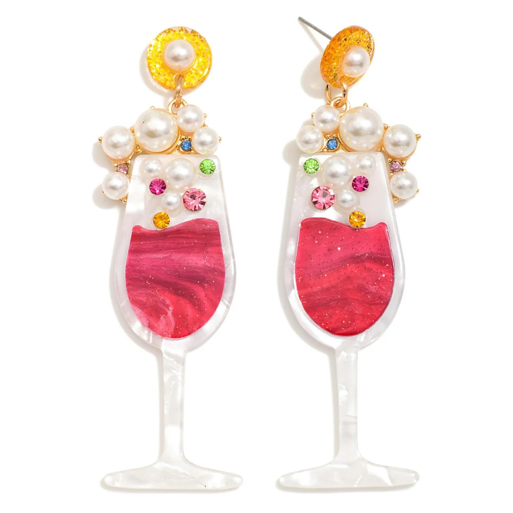 Acetate Champagne Glass Drop Earrings - Image 2