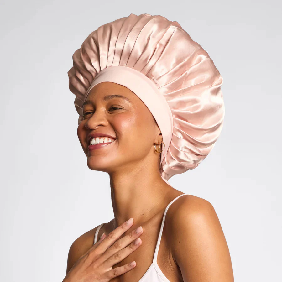 Adjustable Oversized Satin Bonnet- Blush - Image 3
