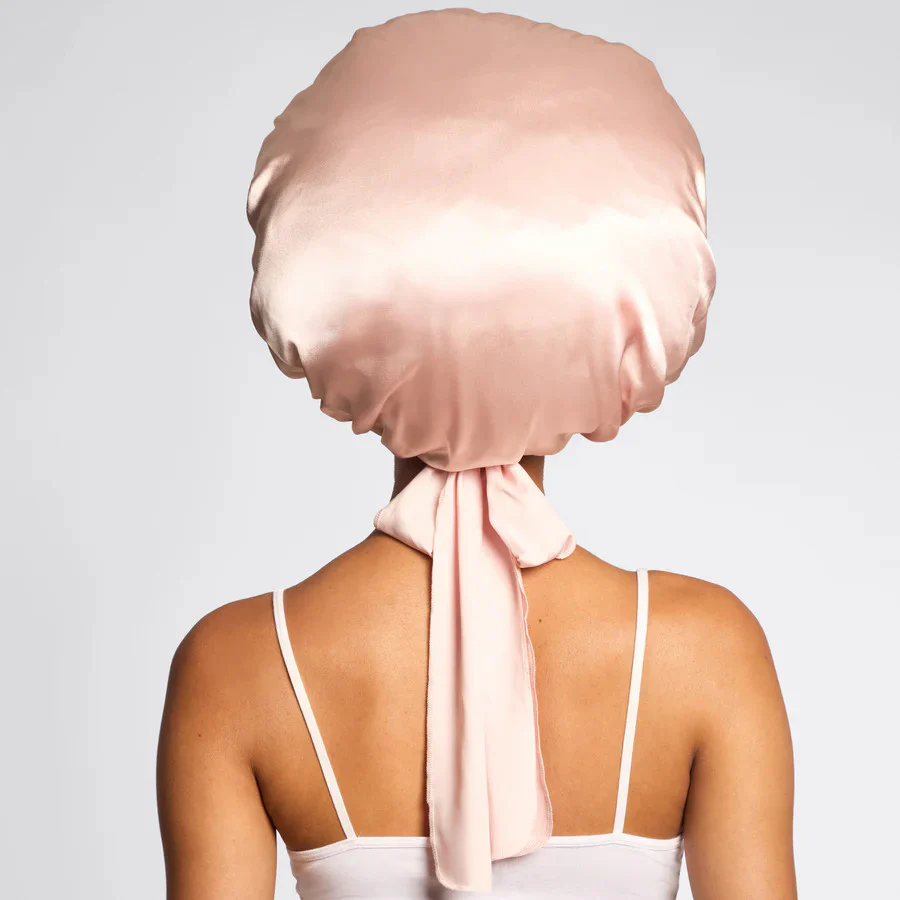 Adjustable Oversized Satin Bonnet- Blush - Image 4