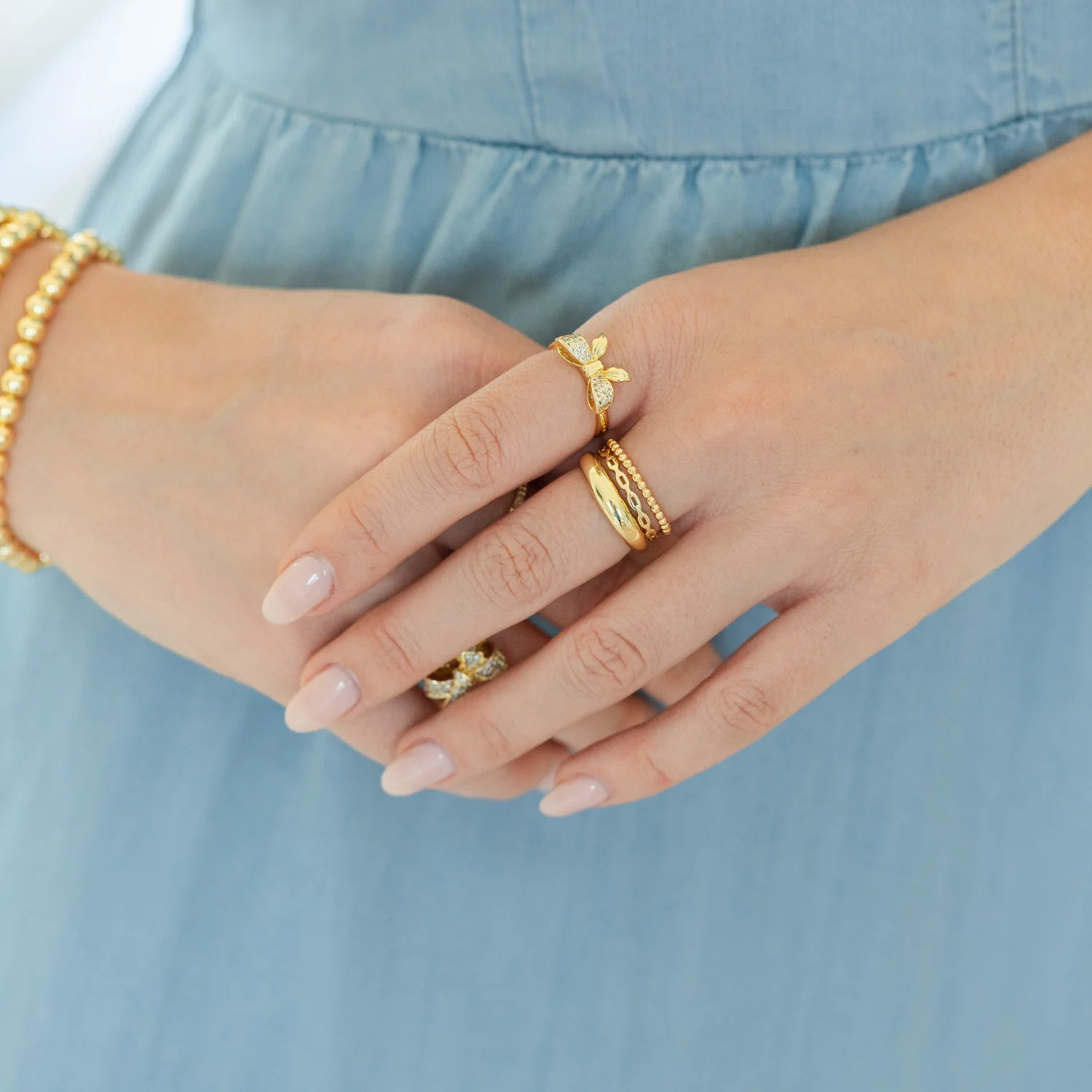 Adjustable Pave Bow Ring - Image 2