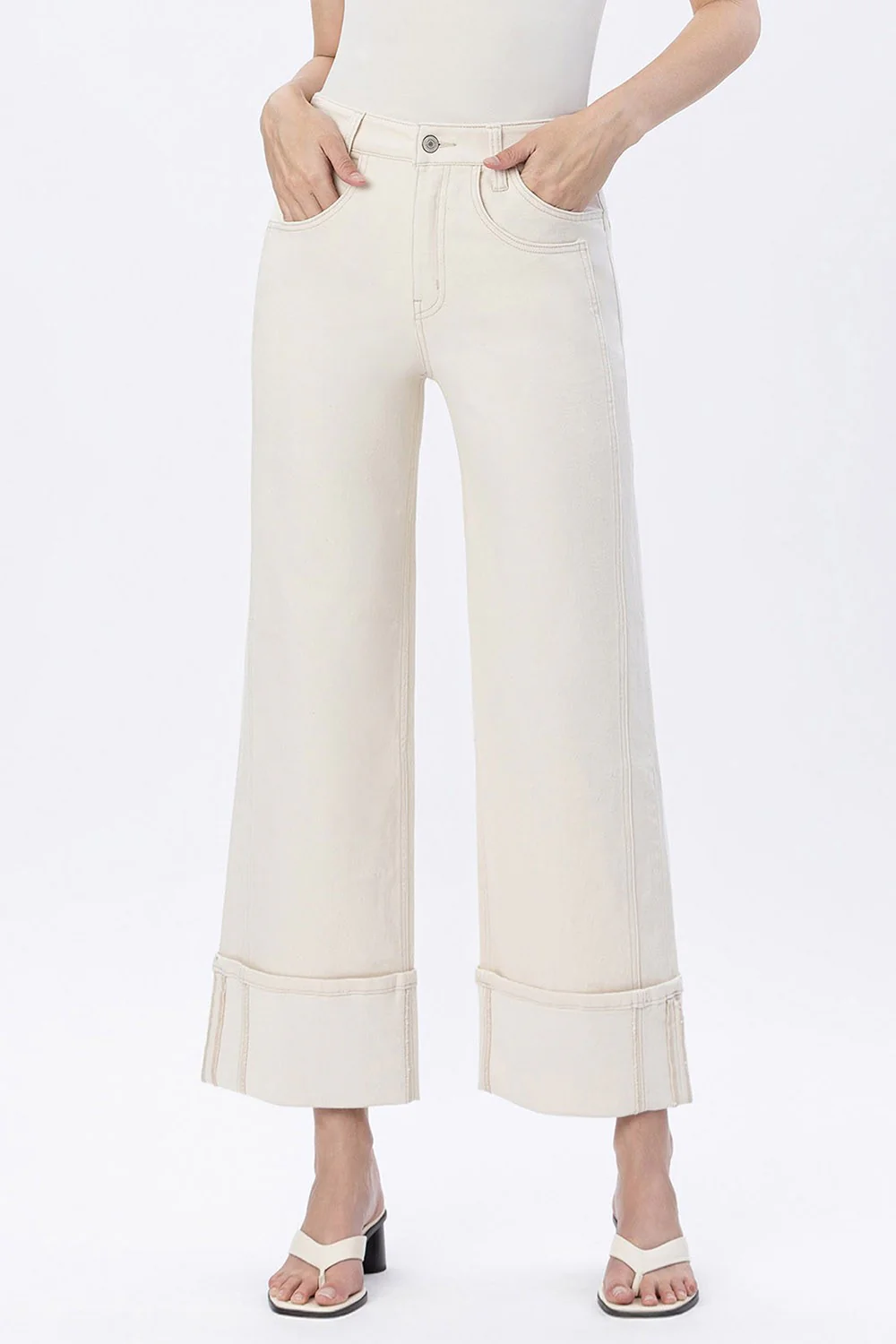 Adriana Super High Rise Cuffed Wide Leg Jeans - Image 2