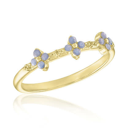 Air Blue Opal Mini Flower Gold Layers Ring - Image 3