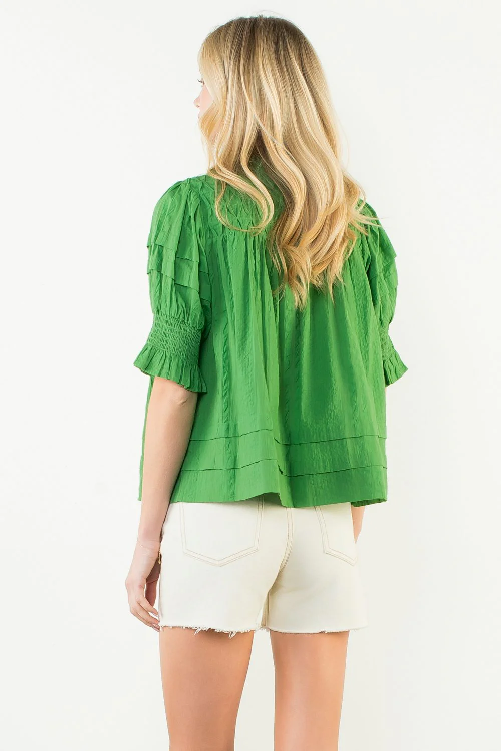 Alexandra Short Sleeve Crinkle Detail Top - Image 3