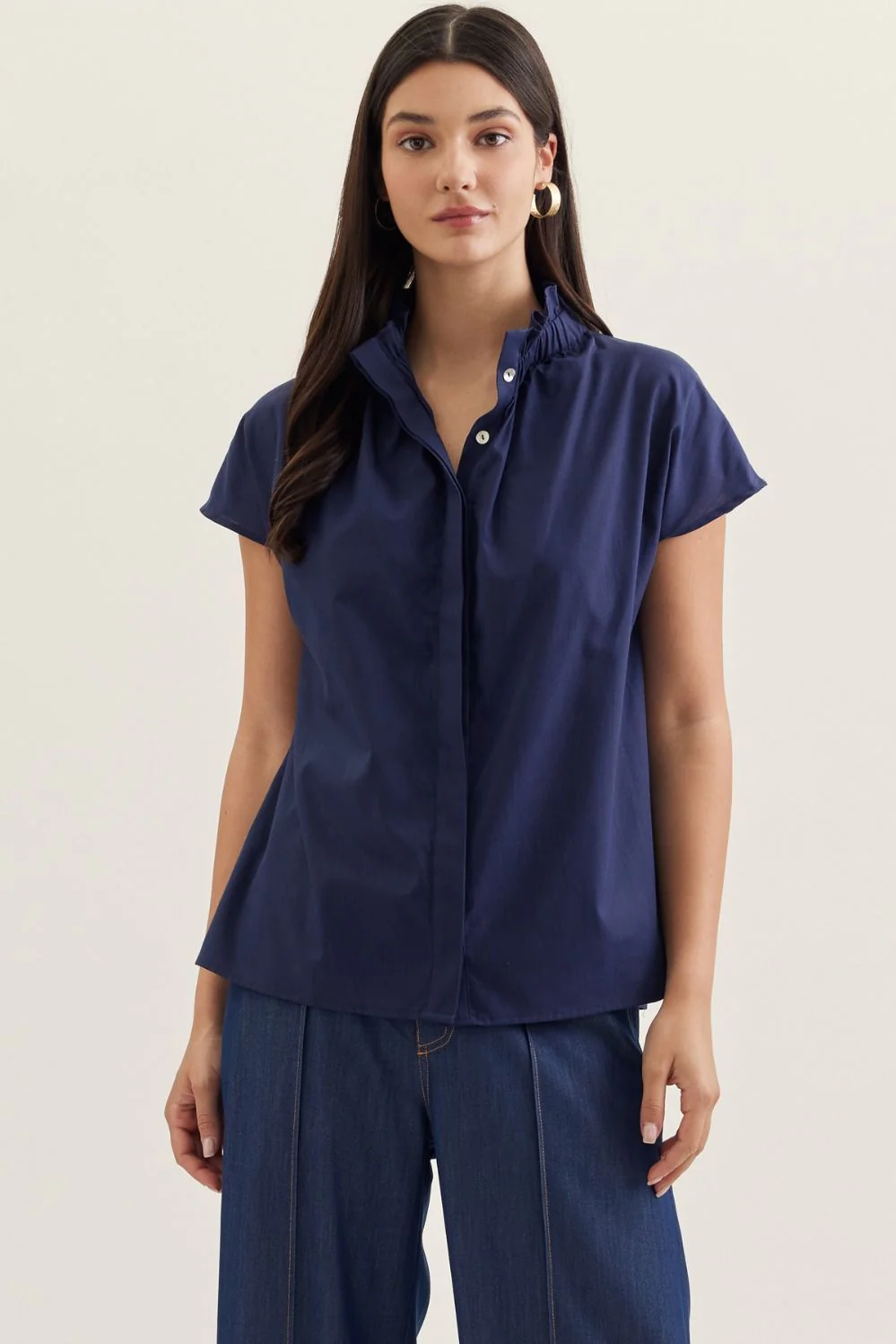 Aliana Solid Cap Sleeve Top