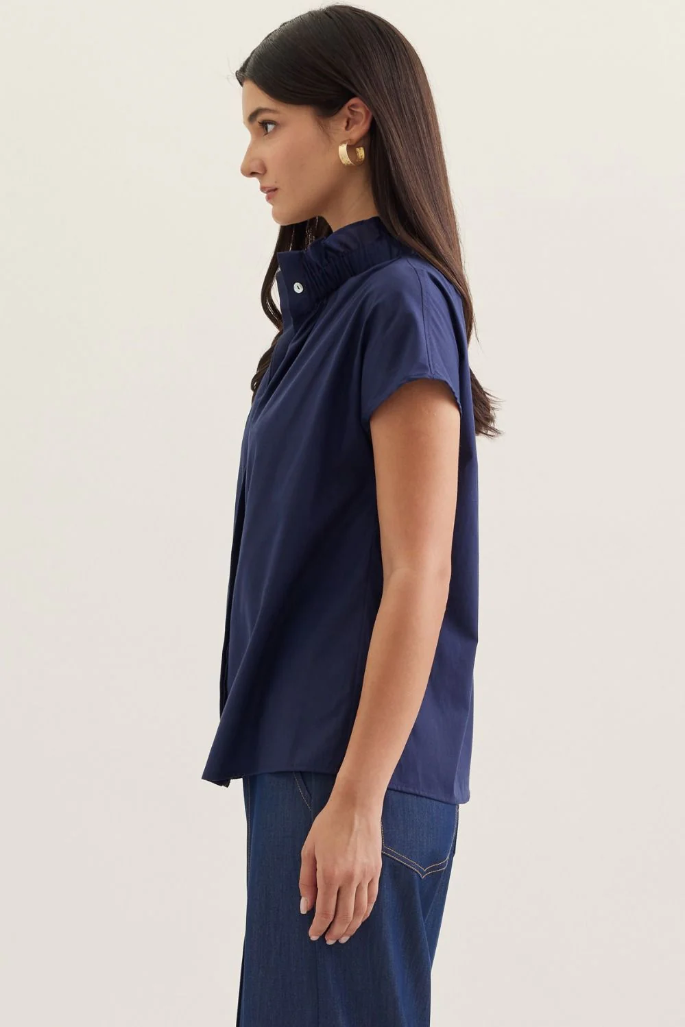 Aliana Solid Cap Sleeve Top - Image 2