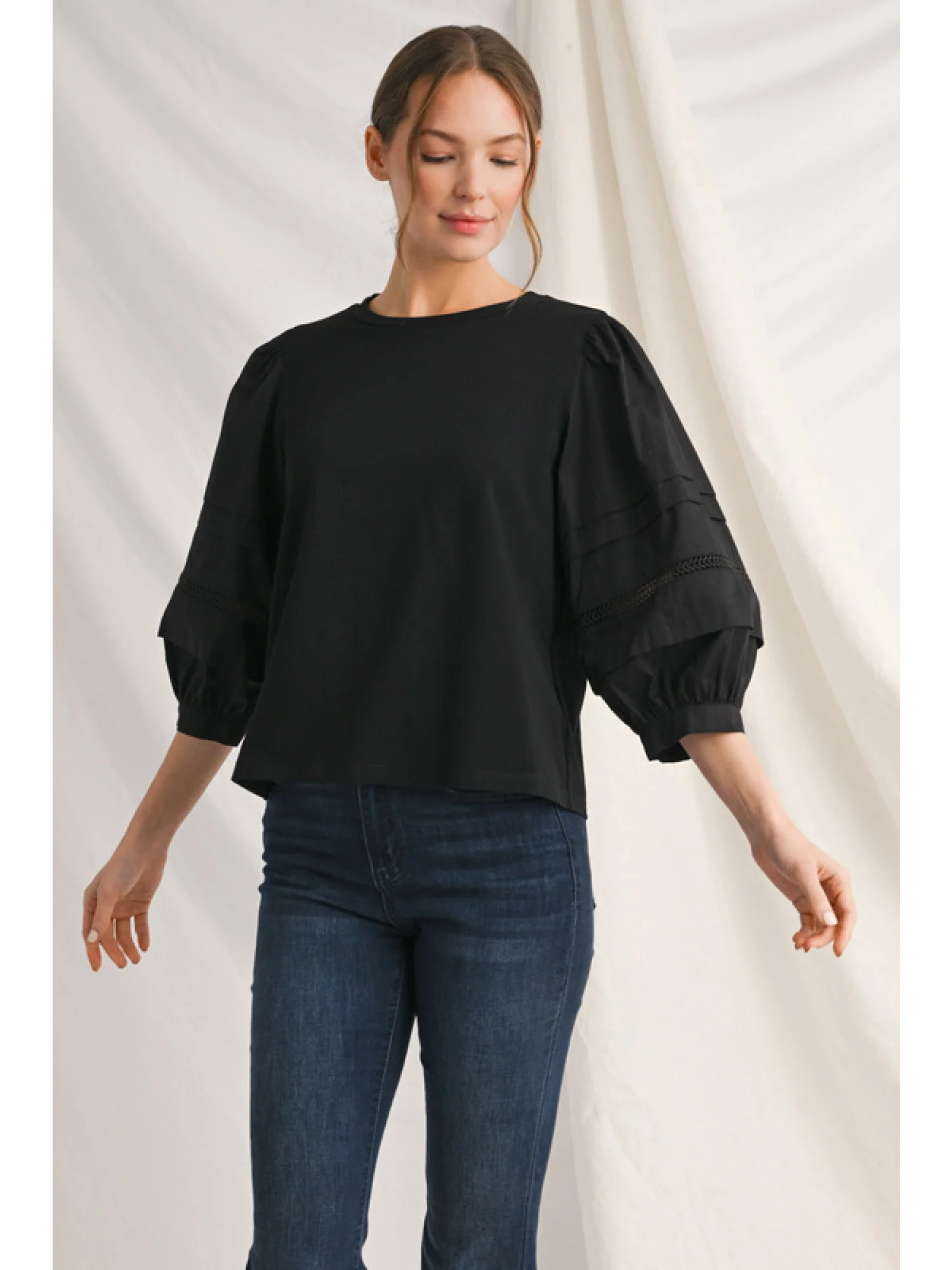 Alice 3/4 Sleeves Solid Top - Image 2
