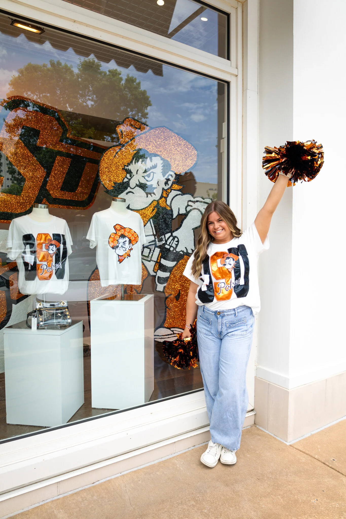 Alice Licensed Oklahoma State Metallic Word With Icons Tee - Image 2