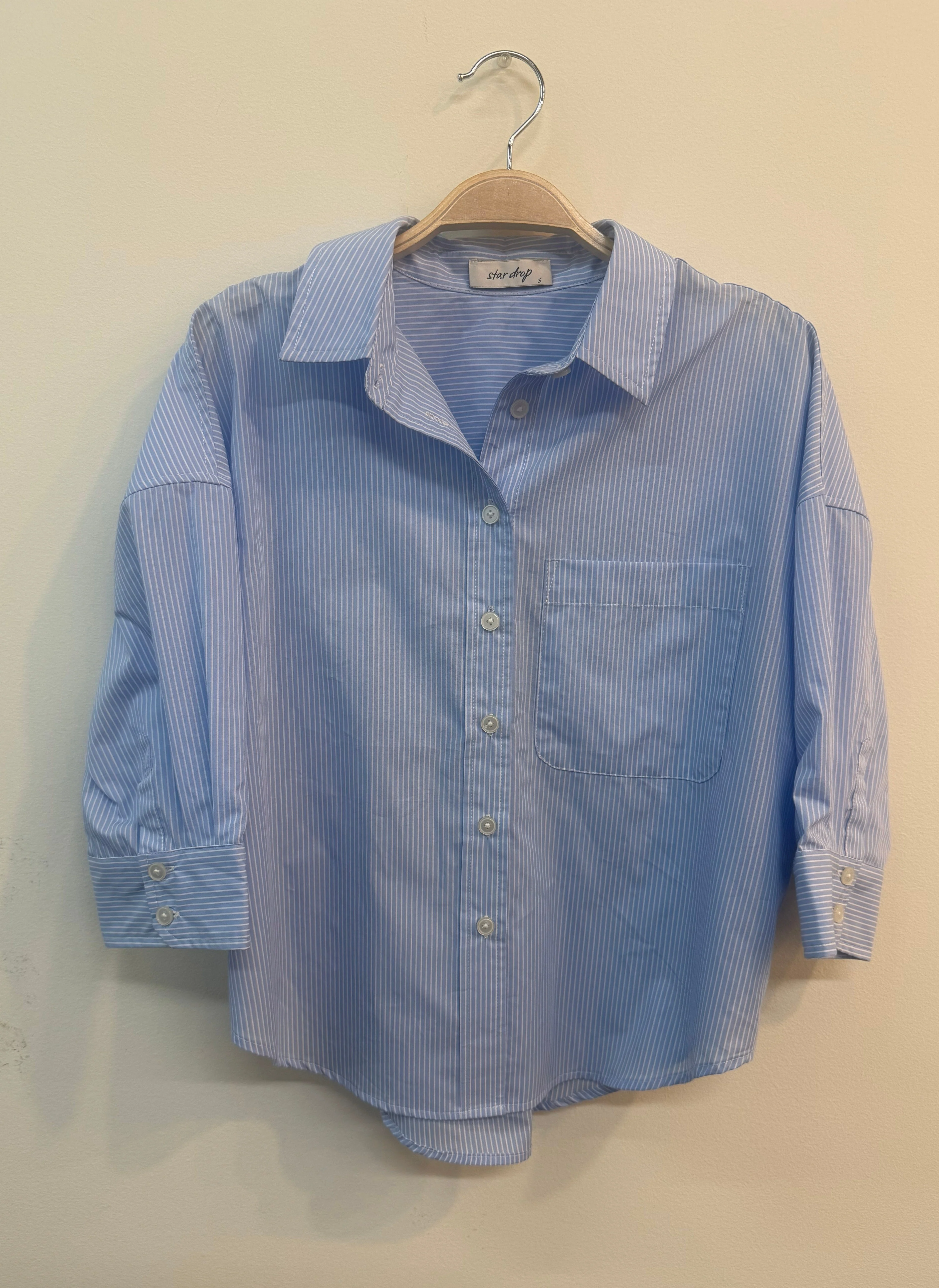 Annie Back Detail Stripe Button Down Blouse - Image 3